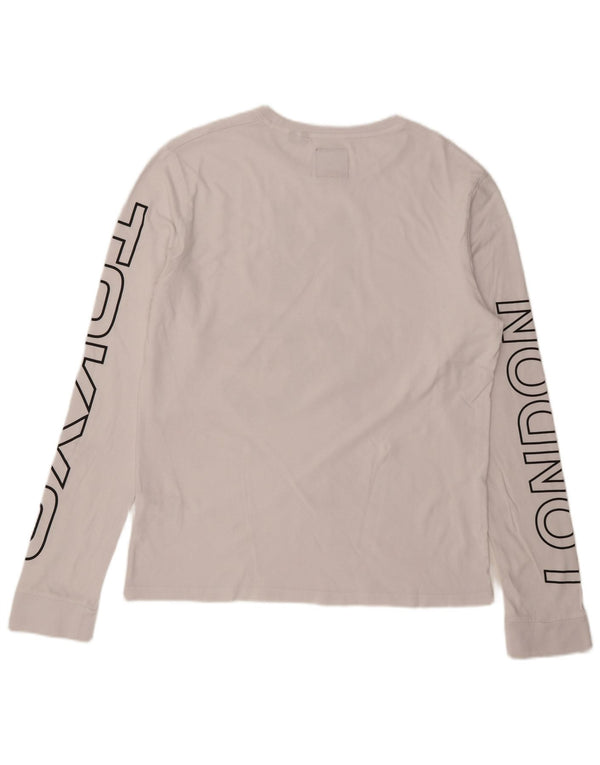 Męski top Superdry z grafiką, długim rękawem 2XL, biała bawełna