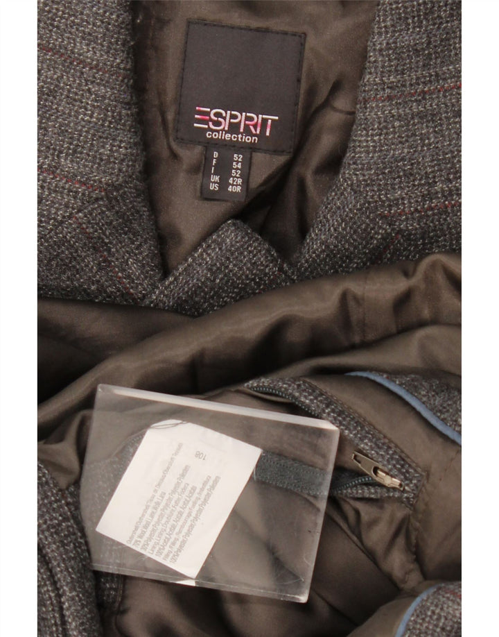 Męska marynarka Esprit Longline z 3 guzikami, UK 42 XL, szara wełna