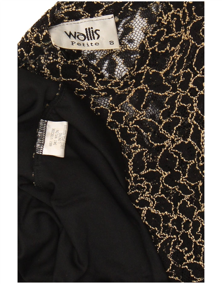 WALLIS Damska Petite Koronkowa Sukienka Maxi UK 8 Mała Czarna Kwiatowa Wiskoza