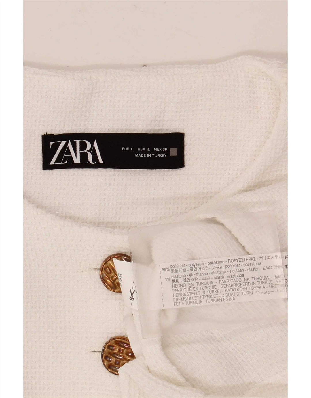 Bolero damskie Zara UK 16, duże, białe, poliestrowe