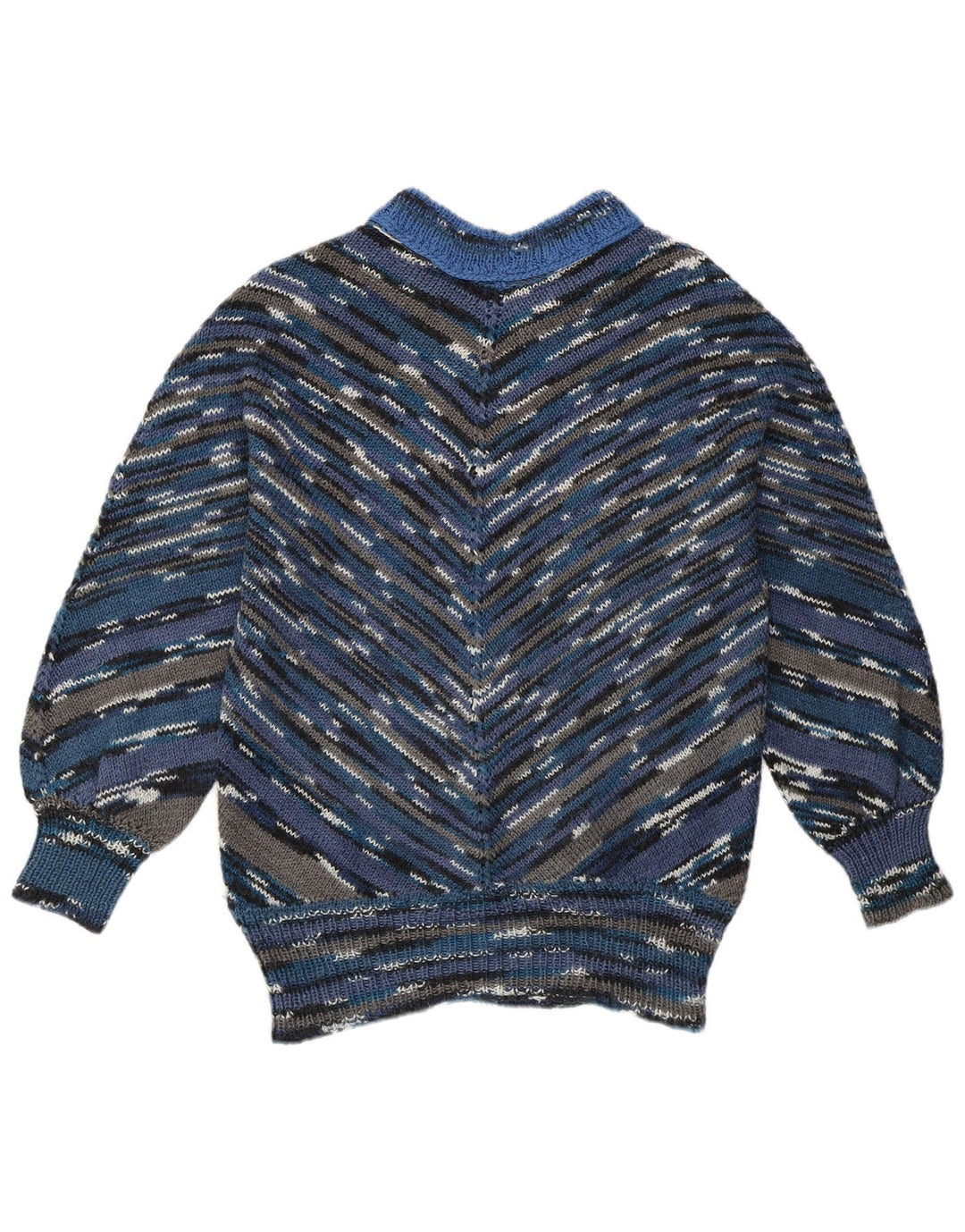 Sweter damski w stylu vintage z golfem UK 16, duży, wielokolorowy Chevron