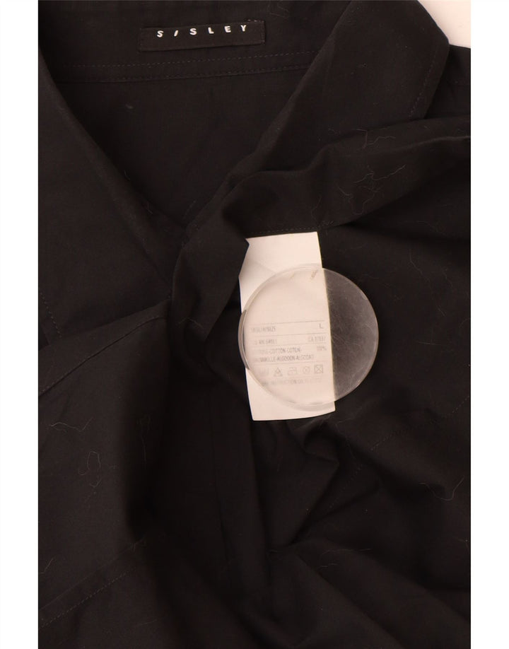 Koszula damska Sisley UK 14, duża, czarna, bawełniana