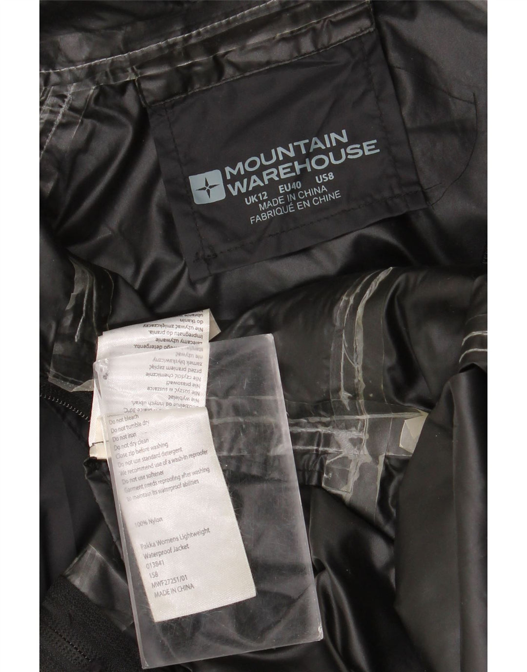 Damska kurtka przeciwdeszczowa z kapturem Mountain Warehouse UK 12, średni czarny nylon