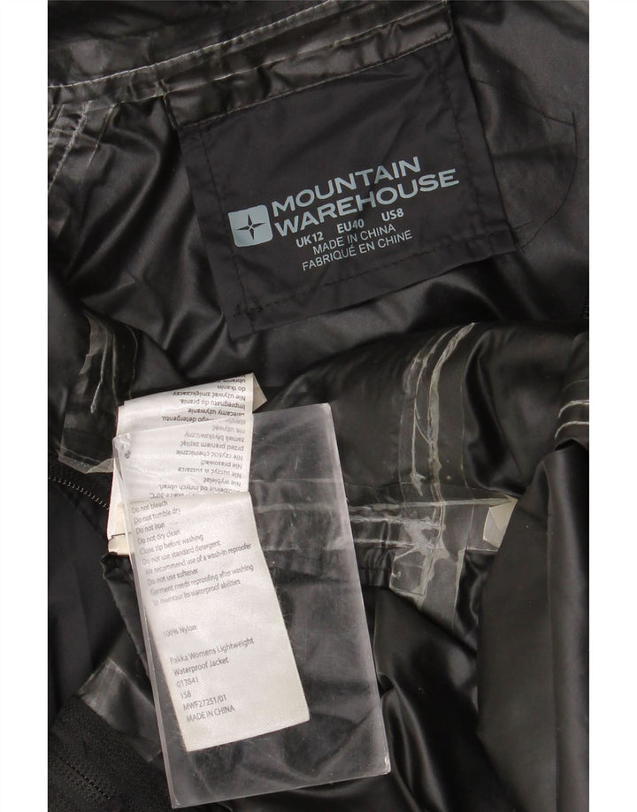Damska kurtka przeciwdeszczowa z kapturem Mountain Warehouse UK 12, średni czarny nylon