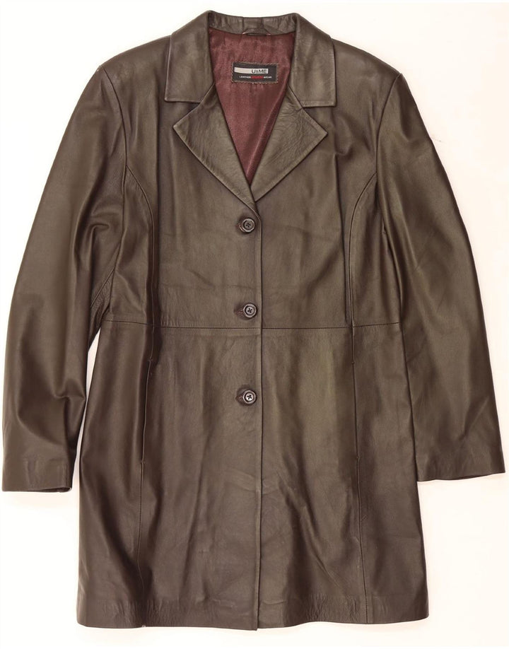 VINTAGE Womens Leather Coat UK 12 Medium Brown Leather Vintage Vintage and Second-Hand Vintage from Messina Hembry 