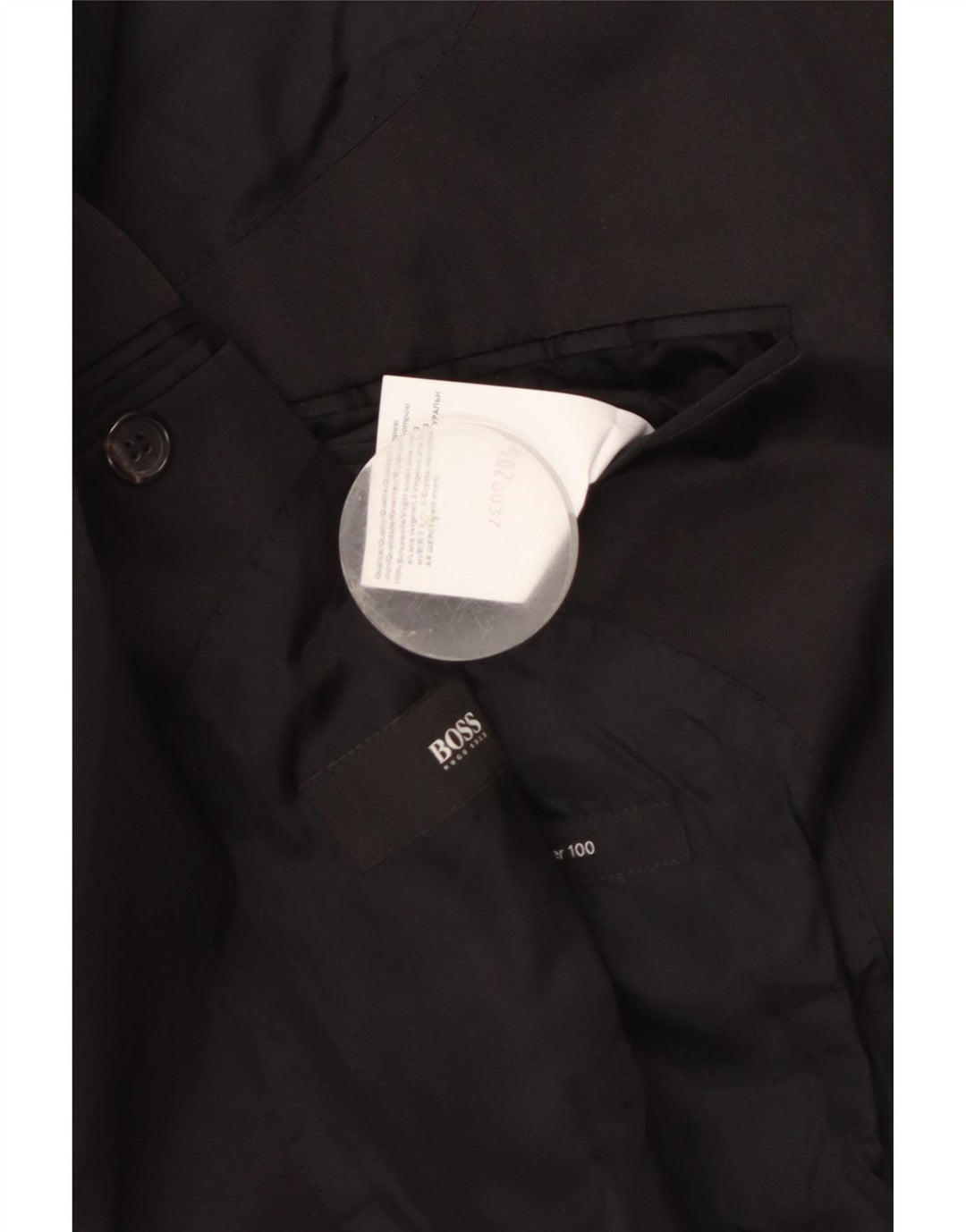 Męska marynarka zapinana na 1 guzik Hugo Boss UK 50, duża czarna dziewicza wełna