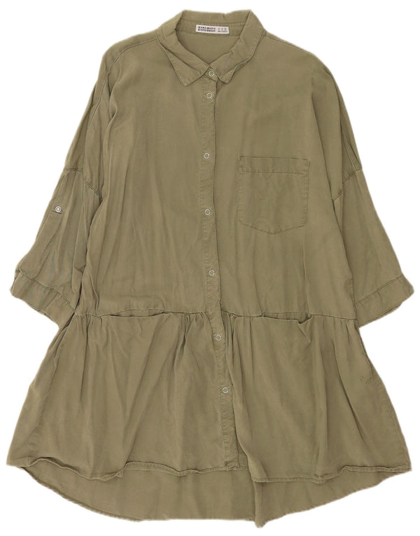 Damska sukienka koszulowa w kształcie skrzydła nietoperza z rękawem 3/4 Zara UK 18 XL Khaki