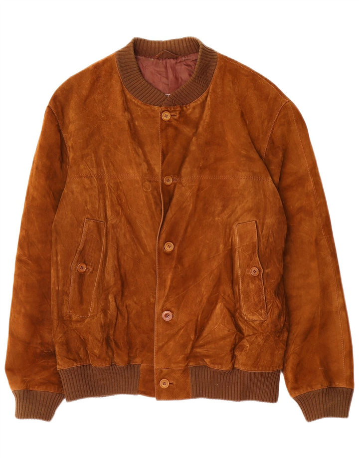 Zamszowa kurtka bomber męska vintage IT 54 2XL brązowa