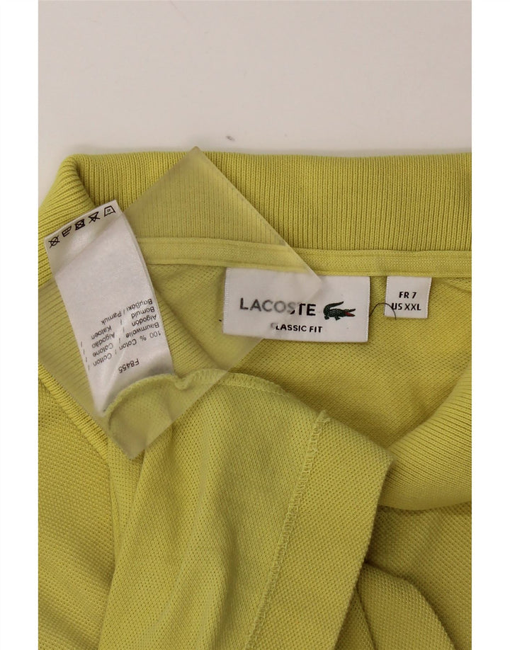 Męska koszulka polo Lacoste o klasycznym kroju, rozmiar 7, 2XL, żółta, bawełniana