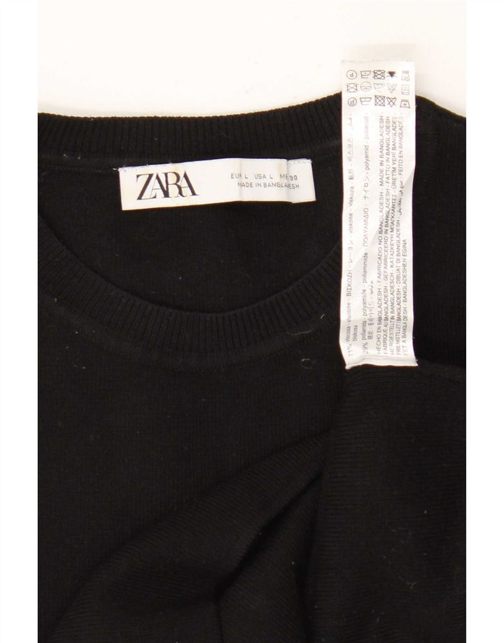 Damski krótki top Zara UK 14 Large, czarna wiskoza