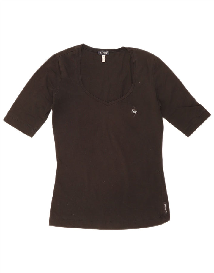 T-shirt damski Armani Top UK 10, mały, czarny, bawełniany