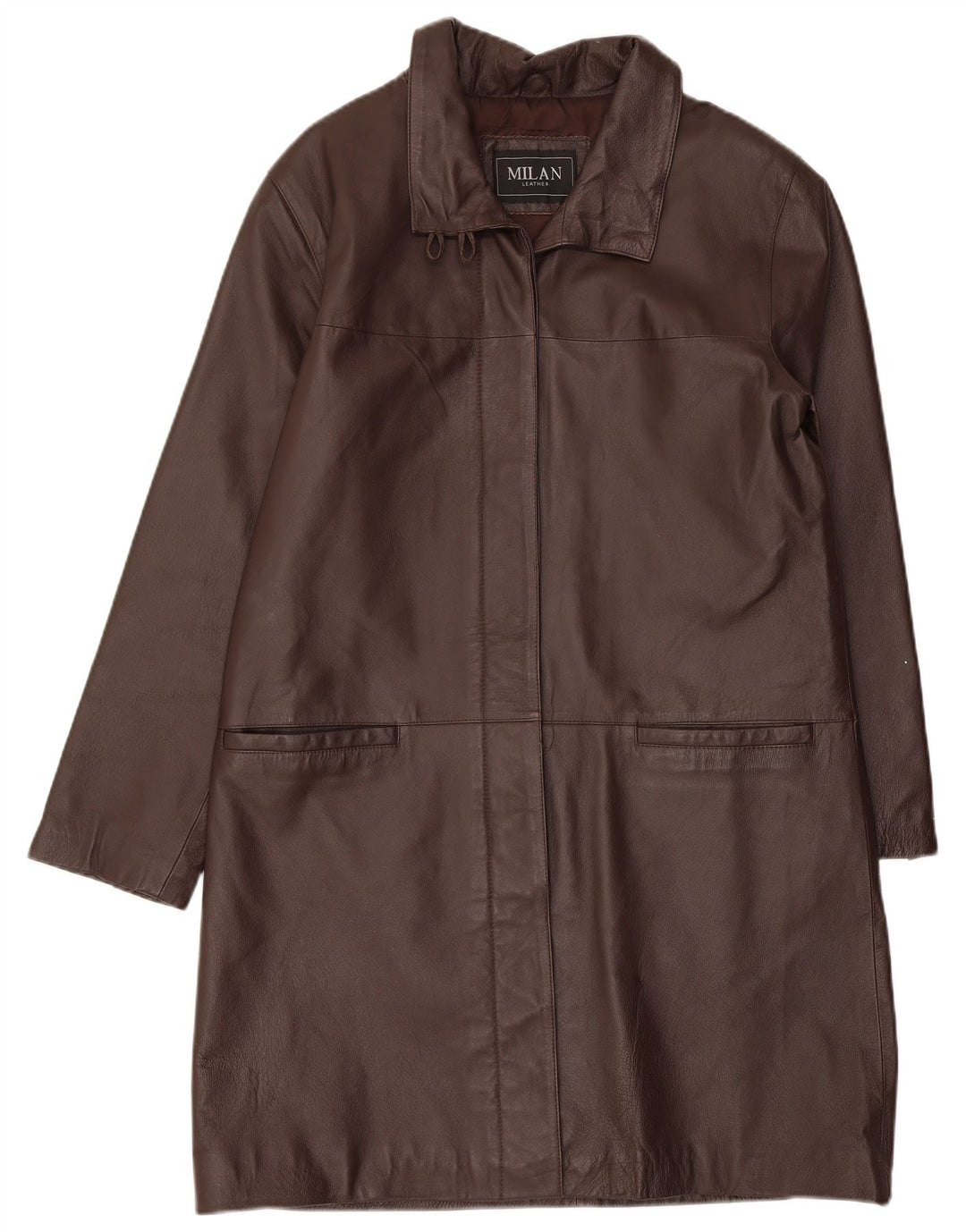 Płaszcz skórzany damski MILAN UK 14, duży, brązowy, skórzany