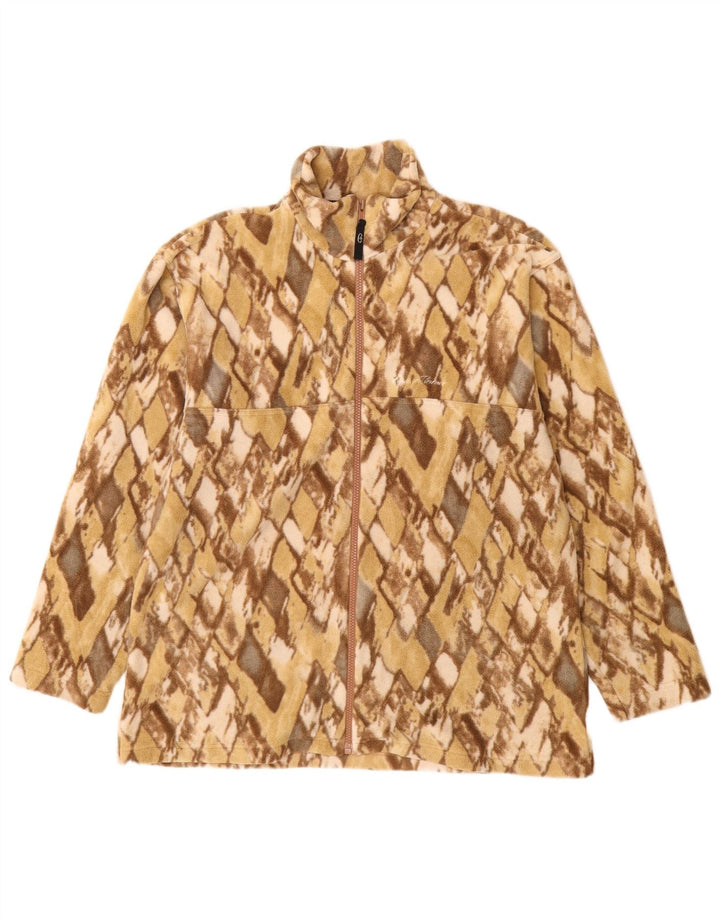 Kurtka polarowa damska CONTE OF FLORENCE UK 16 duża beżowa Argyle/Diament