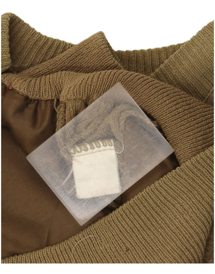 Męska zamszowa kurtka bomber w stylu vintage, UK 38, średnia skóra khaki z blokami kolorów