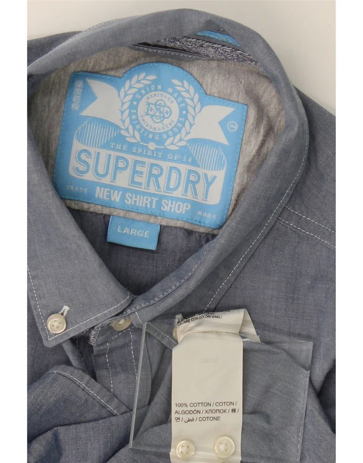 SUPERDRY Mens Shirt Large Blue Cotton Vintage Superdry and Second-Hand Superdry from Messina Hembry 