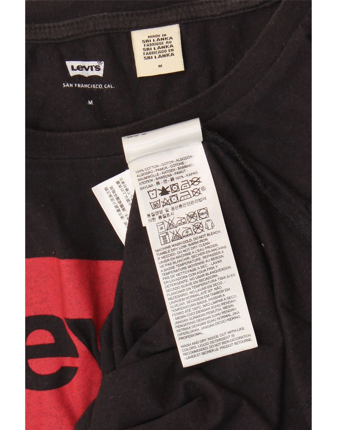 Damska koszulka z grafiką Levi's Top UK 14, średnia czarna bawełna
