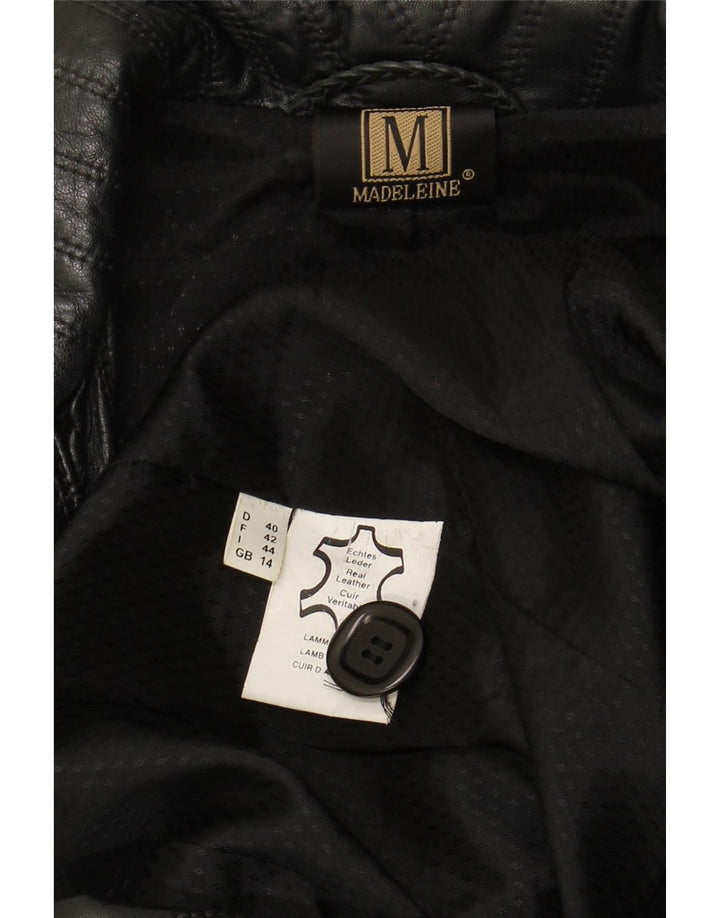 MADELEINE Damski płaszcz skórzany UK 14, duży, czarny, skórzany