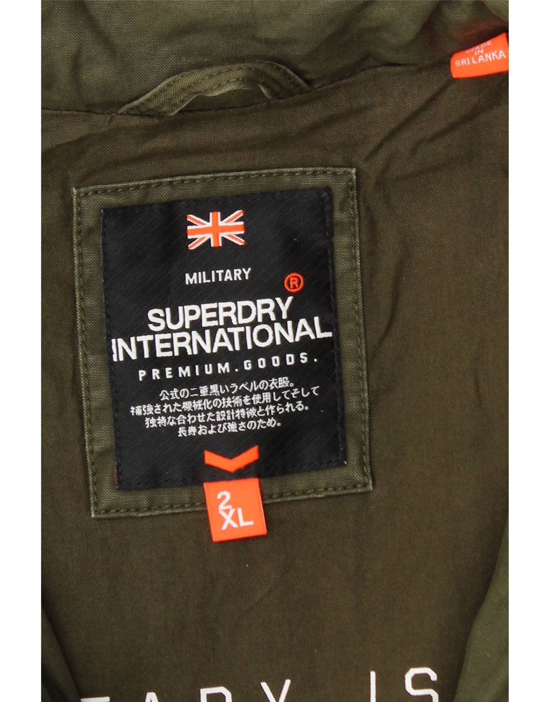 SUPERDRY Męska kurtka wojskowa z grafiką w trudnej sytuacji, UK 44 2XL, bawełniana khaki