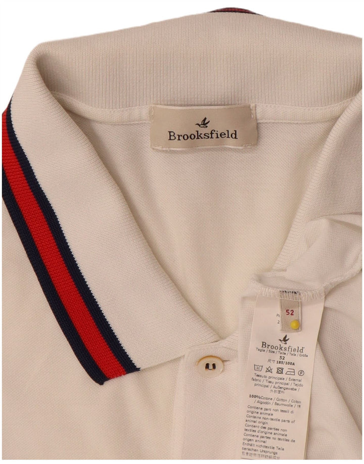 Męska koszulka polo Brooksfield IT 52, duża, biała, bawełniana