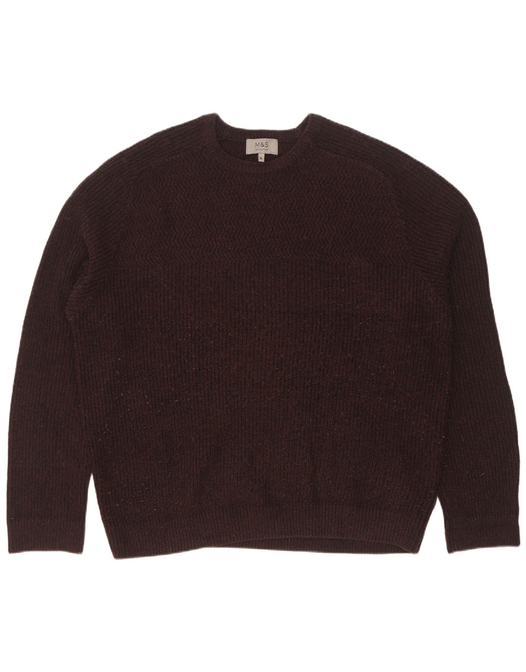 Męski sweter z okrągłym dekoltem Zara XL, brązowy, akrylowy