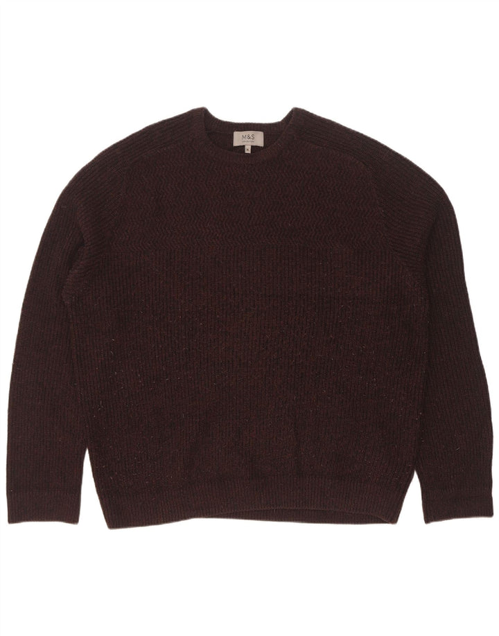 Męski sweter z okrągłym dekoltem Zara XL, brązowy, akrylowy