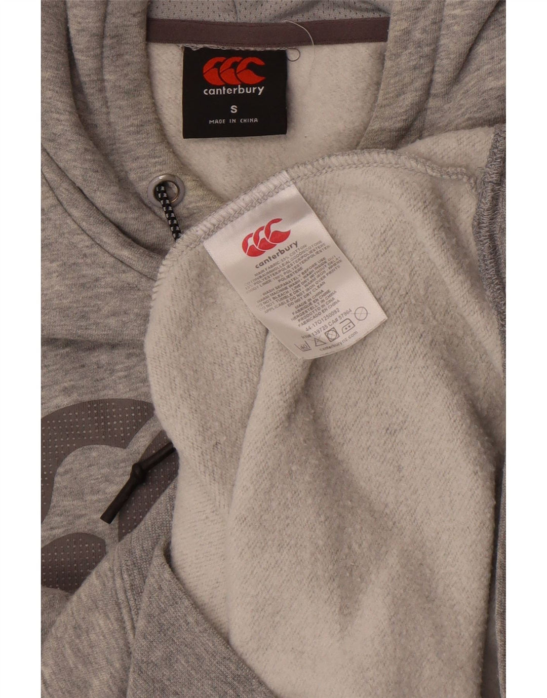 Męski sweter z kapturem i grafiką Canterbury, mały, szary, bawełniany