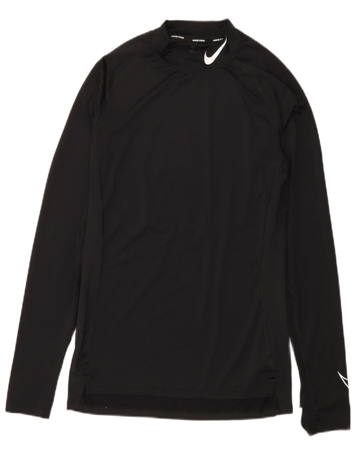 Męska koszulka Nike Dri Fit z grafiką, długim rękawem, średni czarny poliester
