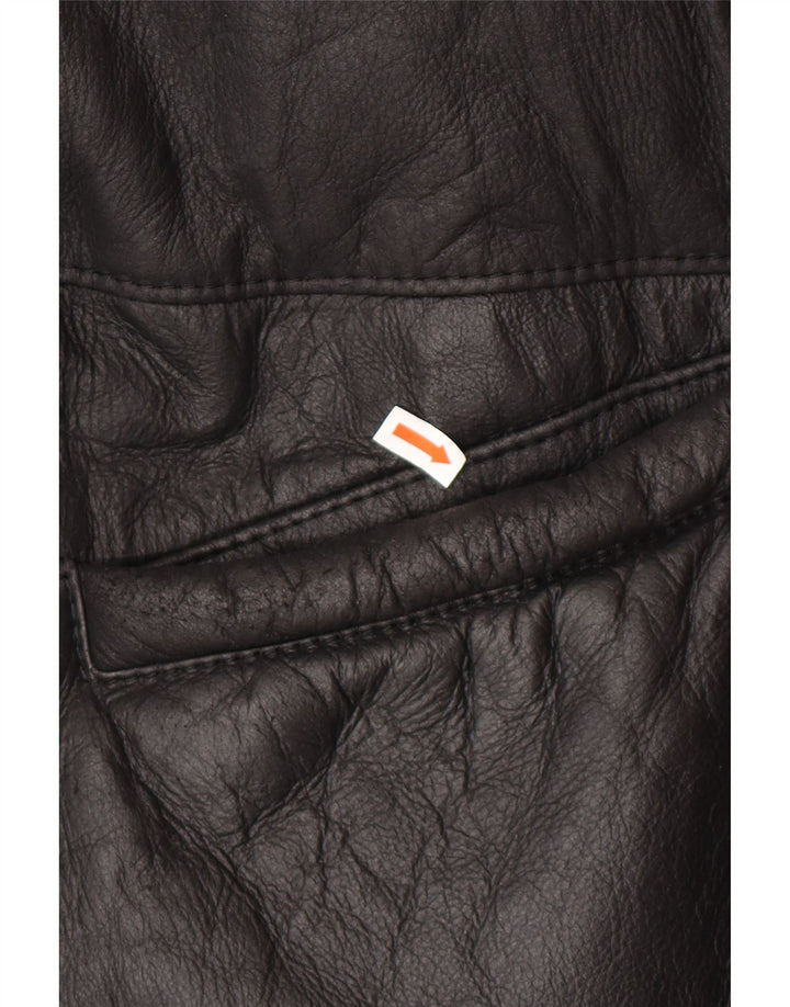 VINTAGE damski płaszcz oversize z owczej skóry UK 16, duży czarny