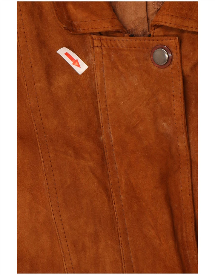 Zamszowy płaszcz damski w stylu vintage UK 16, duży brązowy