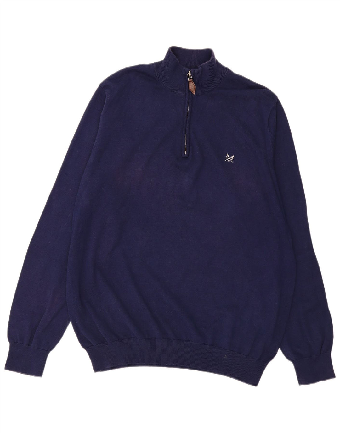 CREW CLOTHING Męski sweter zapinany na zamek, 3XL, granatowy, bawełniany