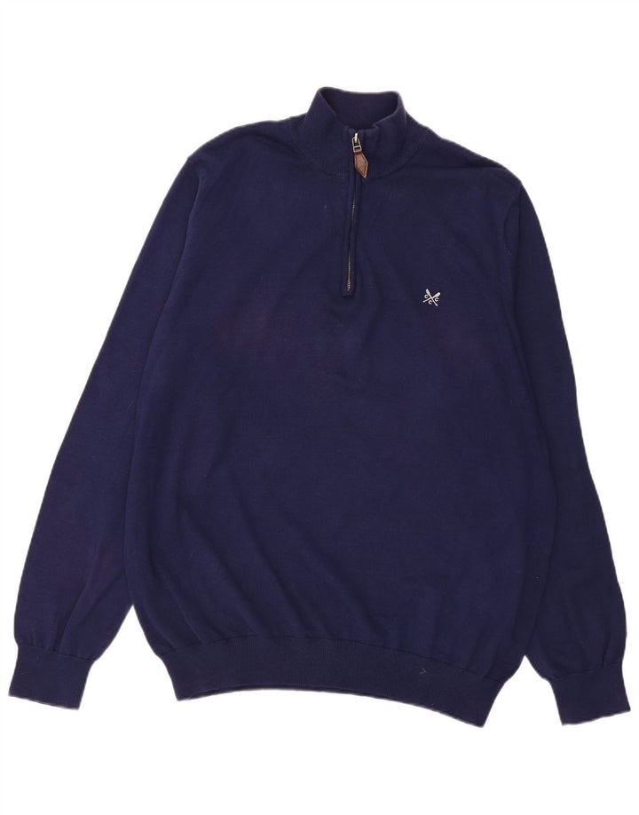 CREW CLOTHING Męski sweter zapinany na zamek, 3XL, granatowy, bawełniany