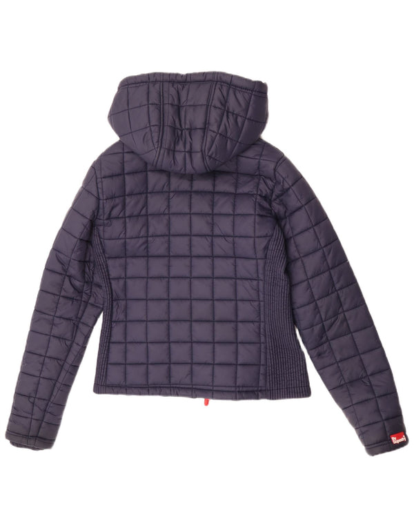 Damska wyściełana kurtka z kapturem Superdry UK 12, średni granatowy nylon