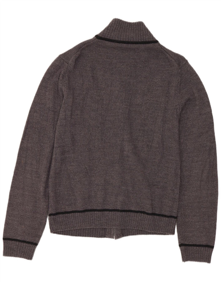 CALVIN KLEIN JEANS Damski sweter rozpinany UK 10, mały, szary, z dziewiczej wełny