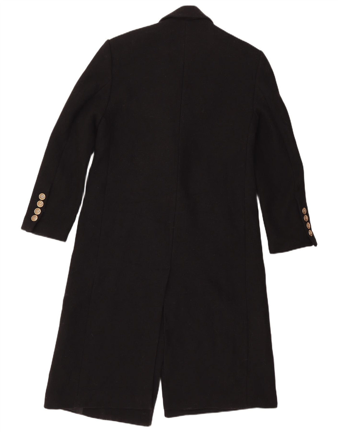 Dwurzędowy płaszcz damski ZARA Manteco UK 14, średnia czarna wełna