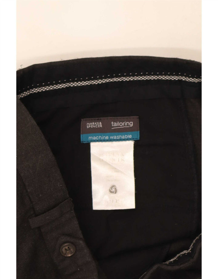 Marks & Spencer Męskie proste spodnie garniturowe W34 L31 Czarna wełna