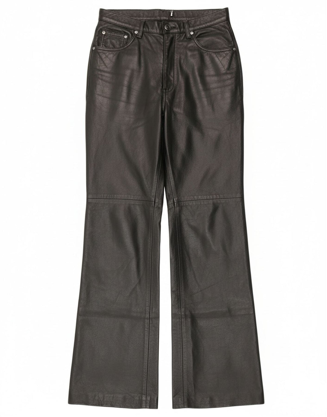 Vintage damskie skórzane spodnie Bootcut IT 44 Medium W28 L30 czarna skóra