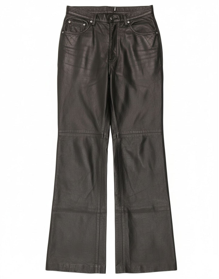 Vintage damskie skórzane spodnie Bootcut IT 44 Medium W28 L30 czarna skóra