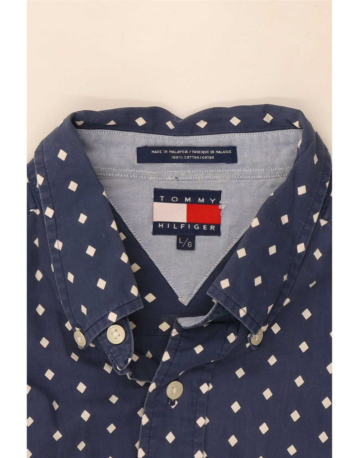 Koszula męska Tommy Hilfiger duża, bawełniana w granatowe cętki