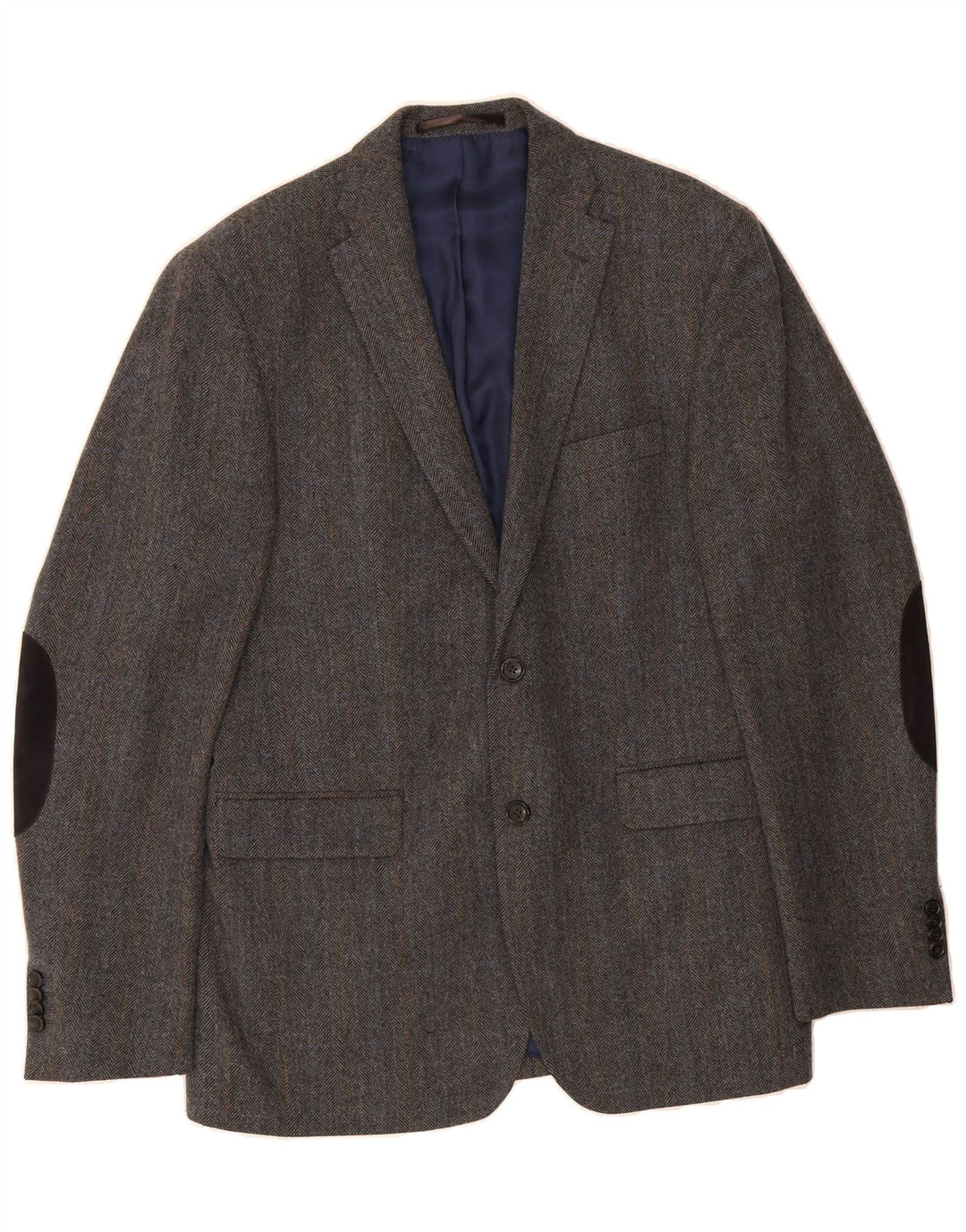 TOM RUSBORG Mens 2 Button Blazer Jacket UK 40 Large Grey Herringbone Wool Vintage Tom Rusborg and Second-Hand Tom Rusborg from Messina Hembry 