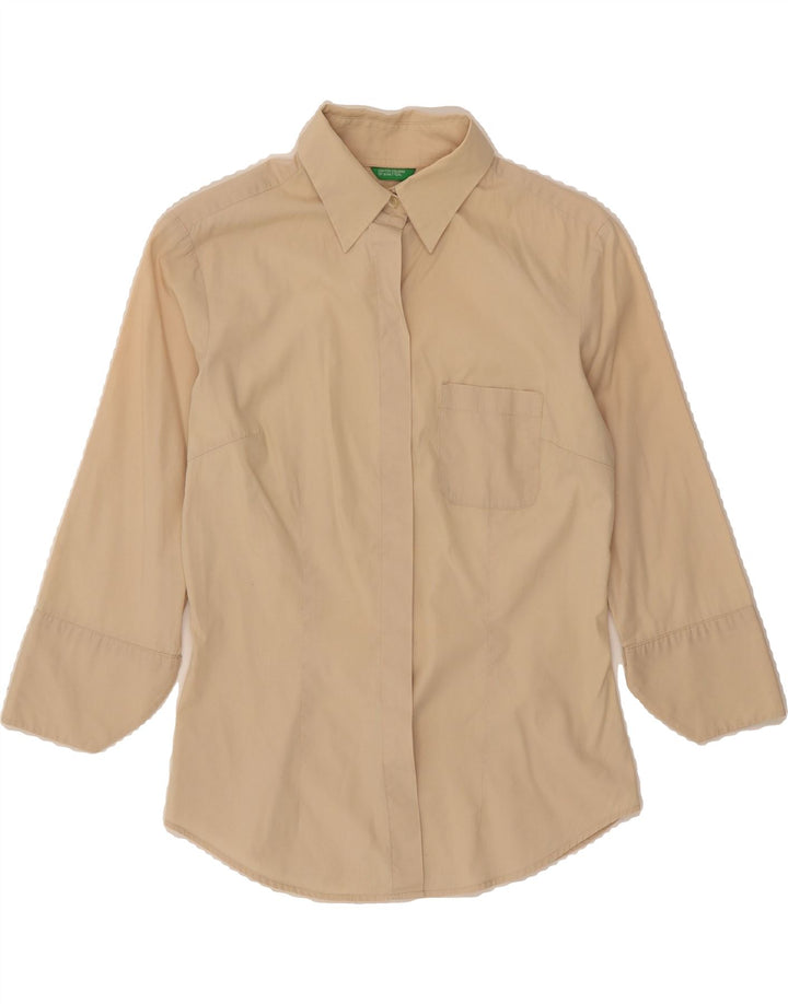 BENETTON Womens 3/4 Sleeve Shirt UK 10 Small Beige Vintage Benetton and Second-Hand Benetton from Messina Hembry 