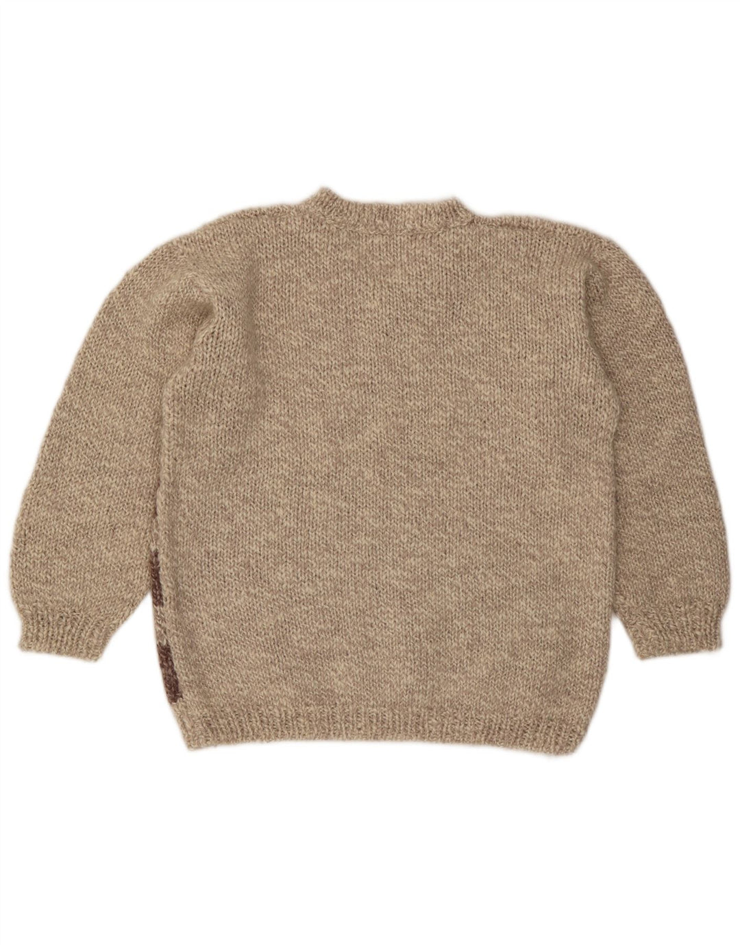 Damski sweter VINTAGE z dekoltem w kształcie litery V, UK 16, duży, beżowy blok kolorów