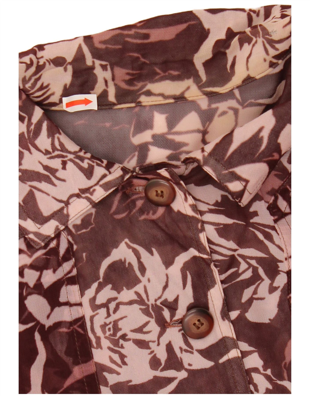 Damska bluzka koszulowa w stylu vintage, UK 12, średni bordowy kwiatowy