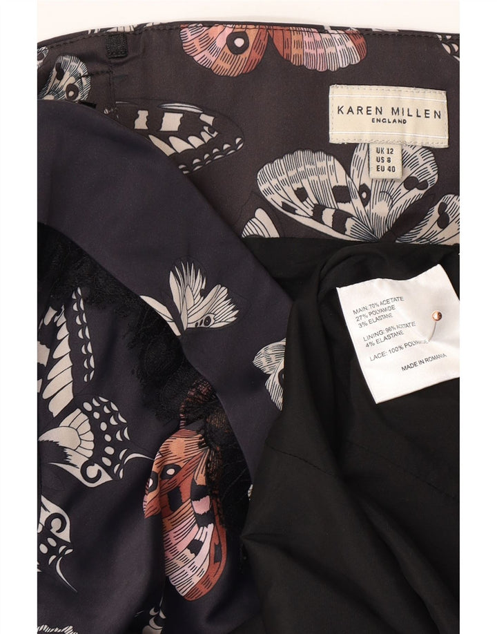 KAREN MILLEN Damska sukienka bez ramiączek UK 12 Średni granatowy motyl