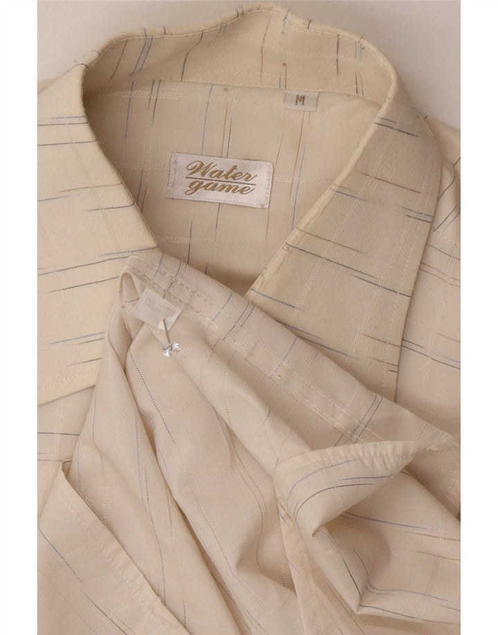 Koszula męska w stylu vintage, średnia, biała, bawełniana w prążki