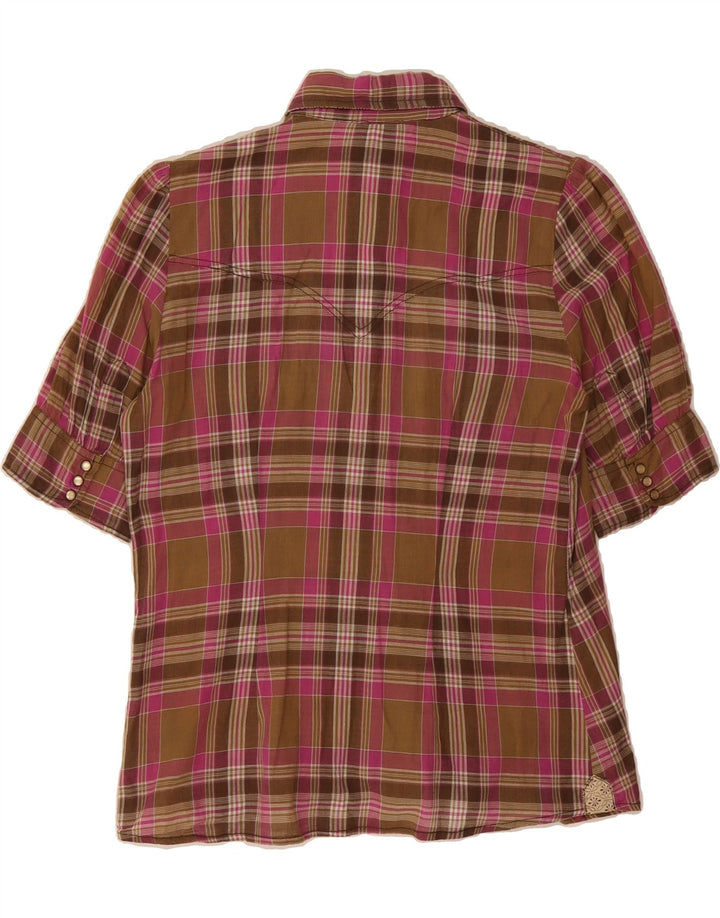 MARLBORO CLASSICS Womens Short Sleeve Shirt EU 44 XL Brown Check Vintage Marlboro Classics and Second-Hand Marlboro Classics from Messina Hembry 