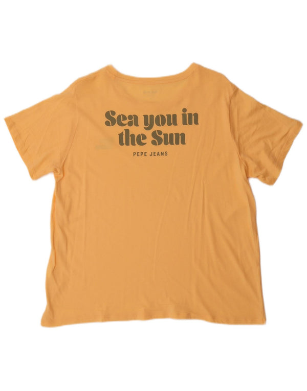 Damska koszulka z grafiką PEPE Jeans Top UK 18 XL Żółta