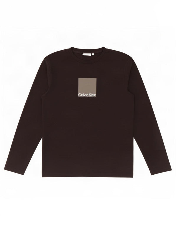 Damski top graficzny Calvin Klein z długim rękawem, UK 16, duży, czarny, bawełniany