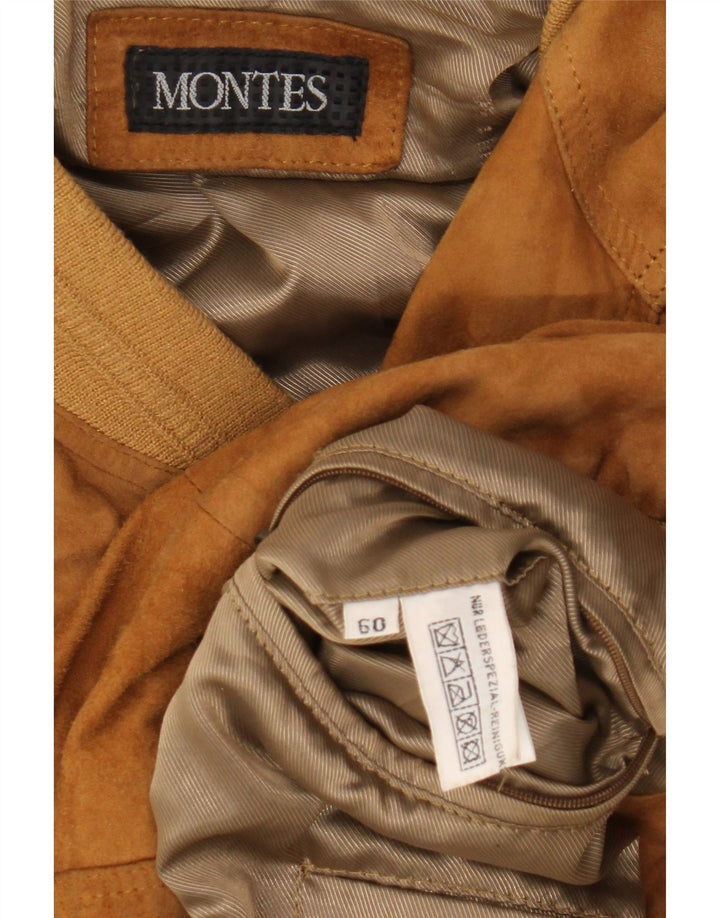 Męska kurtka skórzana typu bomber Montes UK 42 XL, brązowa skóra