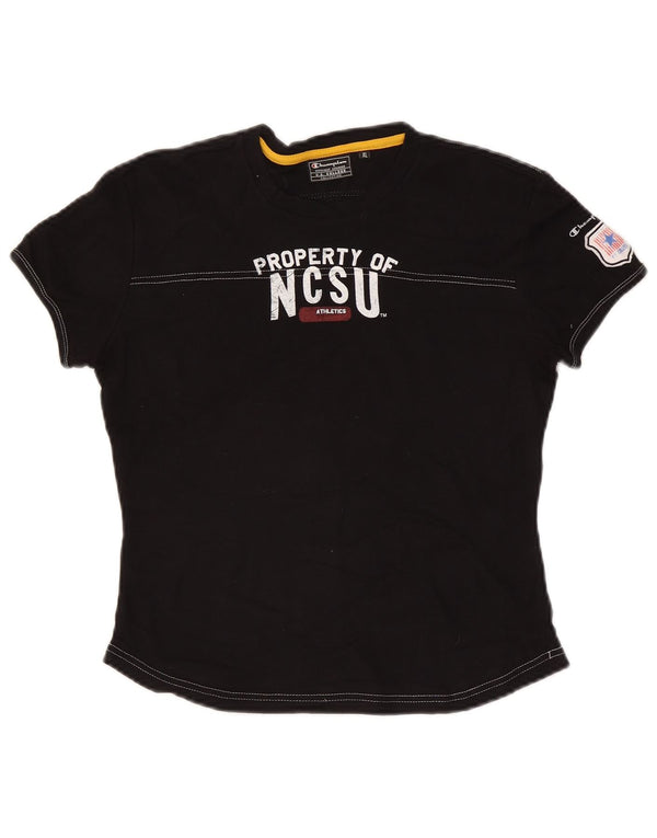Damska koszulka graficzna Champion Top UK 18 XL w kolorze czarnym