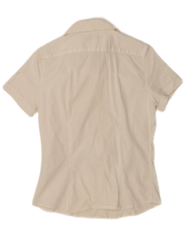 Damska koszula z krótkim rękawem Sasch UK 14, duża, biała, bawełniana